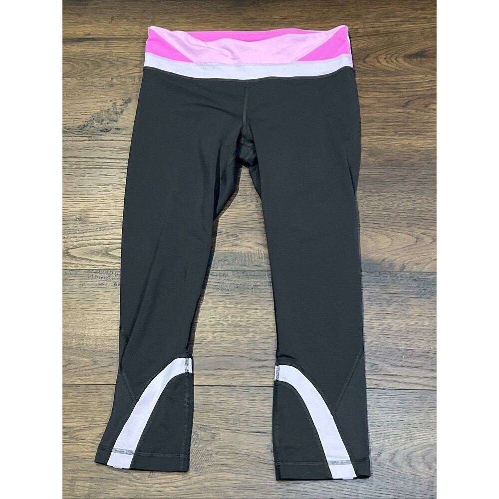 Lululemon Leggings Women 6 Pink Gray Reflective Luxtreme Run Inspire Crop II
